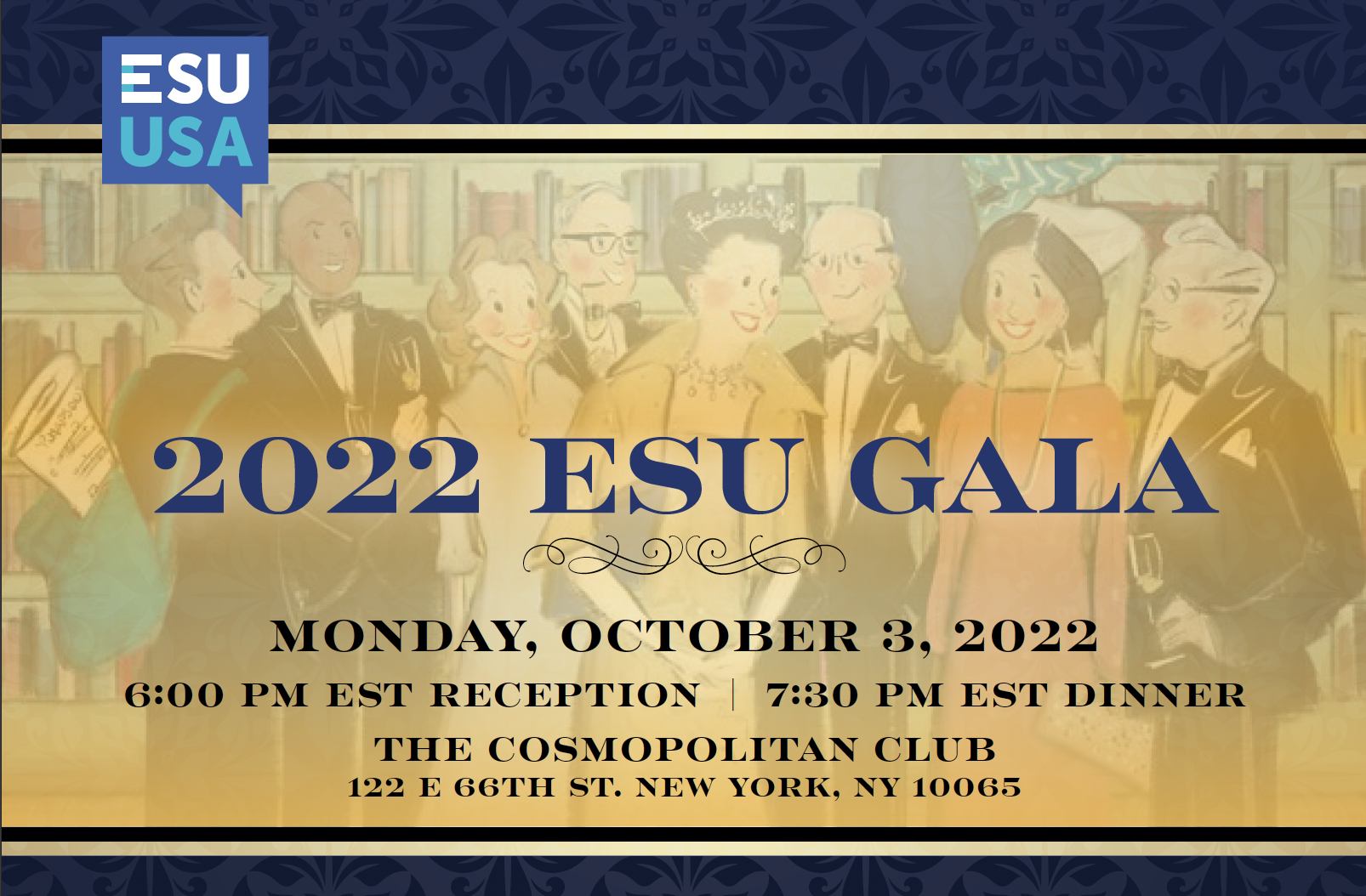 Invitation card for 2022 ESU Gala - Front